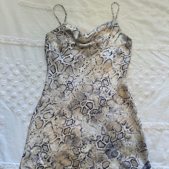 J.O.A. Cowl Neck Snake Print Slip Dress - Picture 6 of 7